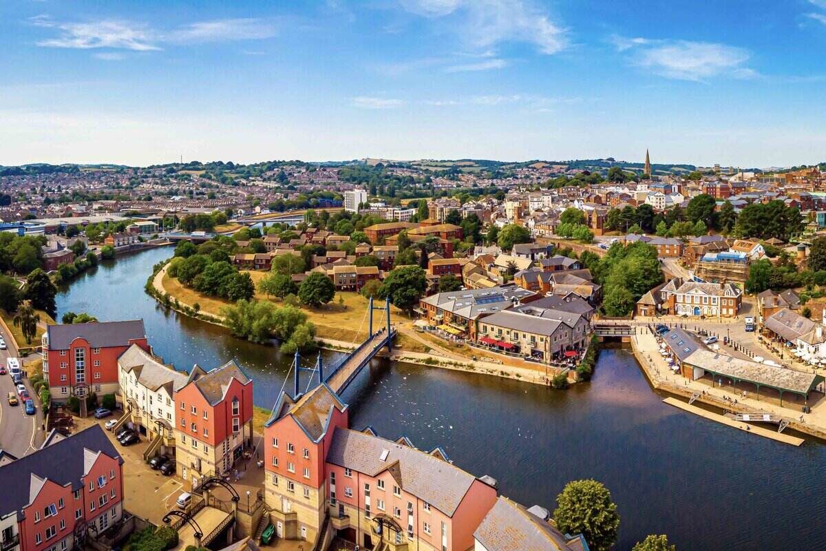 Aerial view of Exeter in summer day, UK
