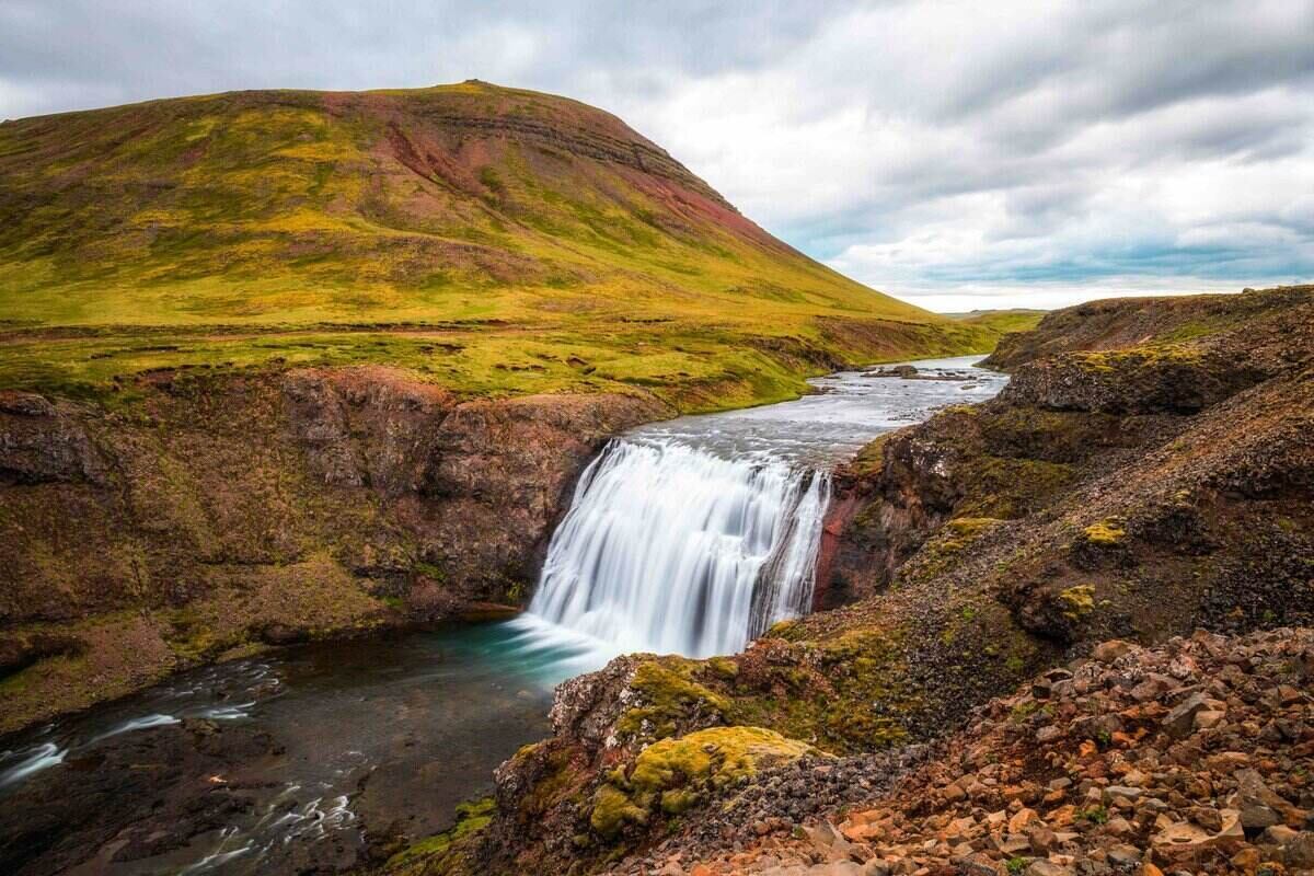 Thorufoss waterfall located on the Laxa i Kjos river near Reykjavik in Iceland