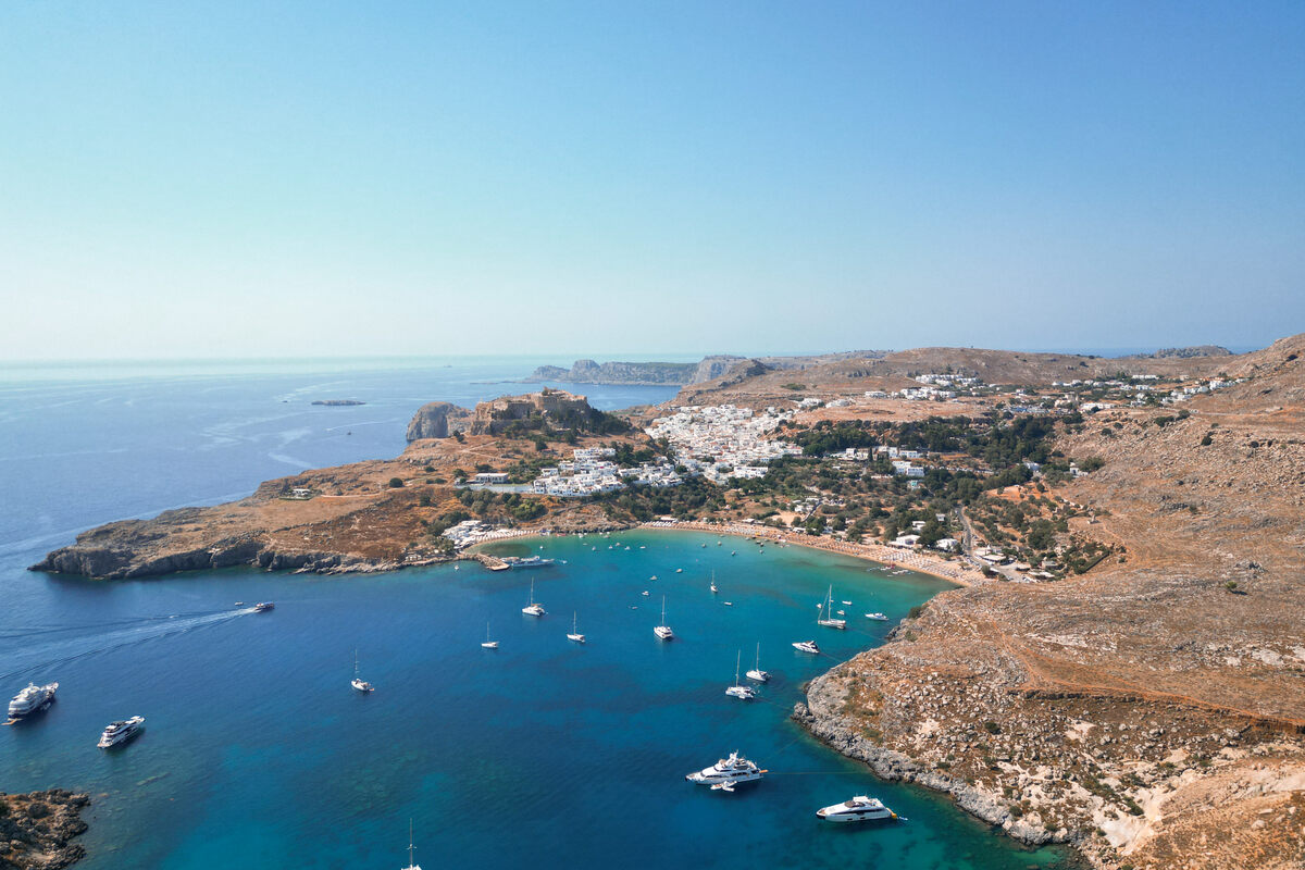 Drone View of Lindos Bay